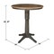 International Concepts Round 36 in Round Top Pedestal Table, 40.9 inH, Hickory/Washed Coal, 36 in W, 36 in L, 41.9 in H K45-36RT-27B-6B-2 - alternate 2